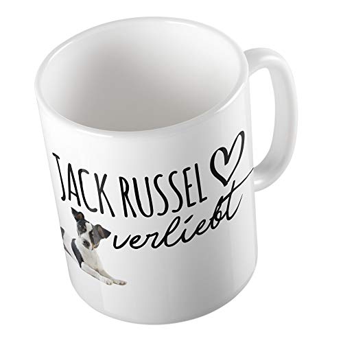 Hellweg Druckerei Kaffeetasse Jack Russel verliebt Geschenk Idee Keramik 330ml Kaffee-Becher mit Hunde Bild von Hellweg Druckerei