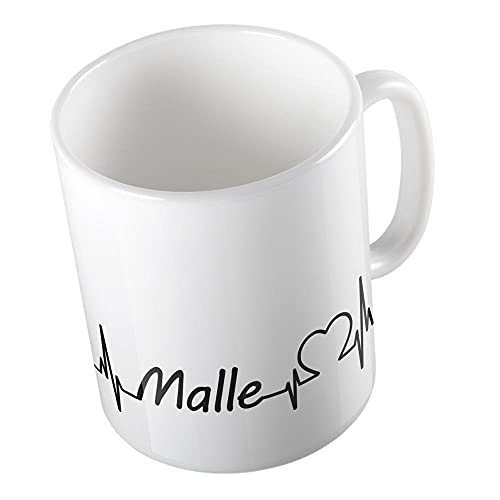 Hellweg Druckerei Kaffeetasse Malle Herzschlag Puls Musik Kaffeebecher bedruckte 330ml Keramik Tasse als Geschenk von Hellweg Druckerei