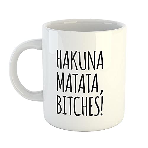 Hellweg Druckerei Kaffeetasse Hakuna Matata Bit..es! Geschenk Idee Keramik 330ml Kaffee-Becher mit Spruch von Hellweg Druckerei