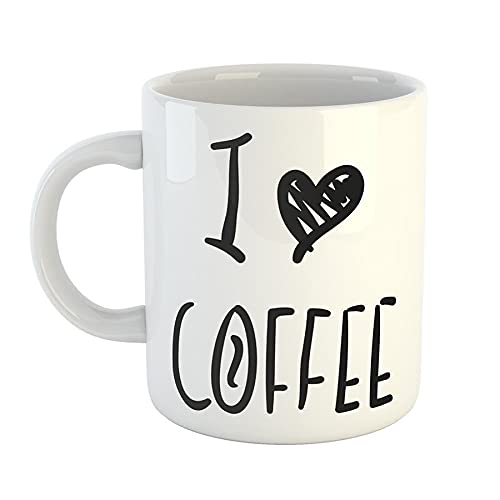 Kaffeetasse I love Coffee Kaffee Liebe Herz Heart Geschenk Idee Keramik 330ml Kaffee-Becher mit Spruch von Hellweg Druckerei