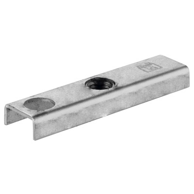 Schiebetor-Flansch, mit mittig platziertem Gewinde, 593 S, Stahl blank von Helm