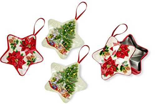 * 4er Geschenkdosen-Set aus Metall in Sternform | Weihnachtsdeko zum Aufhängen | Baumkugeln Baumdeko von Helmecke & Hoffmann