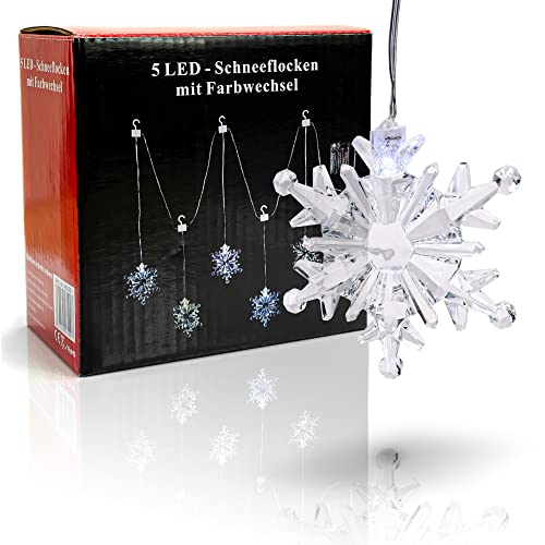 Helmecke & Hoffmann * 5er LED Schneeflocken Lichterkette Weihnachtsdeko Winterdeko mit Farbwechsel von Helmecke & Hoffmann