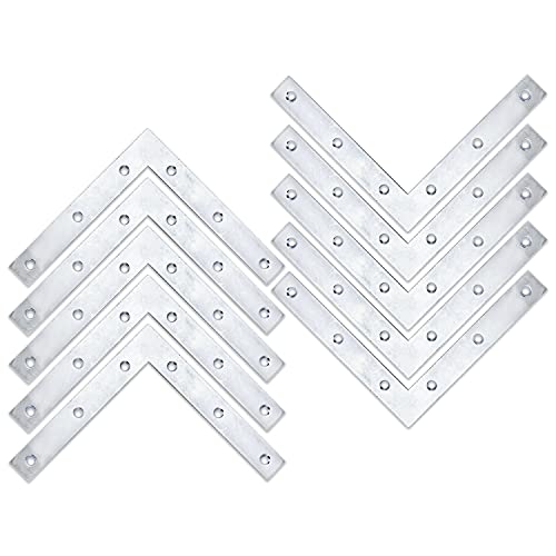 Flachwinkel 160 mm x 160 mm x 22,2 mm | verzinktes Eisen | Holzverbinder Eckwinkel Möbelwinkel Lochplatte (10) von Helmecke & Hoffmann