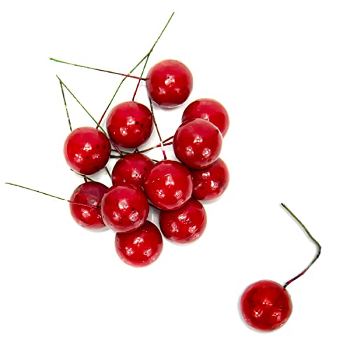 Gesteck Deko Rote Beeren, 12er-Set rote künstliche Beeren, Geschenkdekoration, Gesteckdekoration, Türkranzdekoration, Weihnachtsdeko, Holly Beeren von Helmecke & Hoffmann