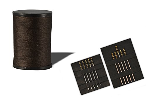 Helmecke & Hoffmann * 100 m Qualitäts-Nähgarn Extra-Stark + zehn Nähnadeln mit Goldöhr | in vielen Farben aus Polyester Ne 16/3 (Braun) von Helmecke & Hoffmann