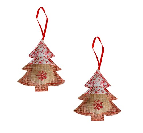 Helmecke & Hoffmann * 2er Set Weihnachtsanhänger aus Jute und Filz Aufhänger Baumschmuck Weihnachtsdeko (Baum Motiv 4) von Helmecke & Hoffmann