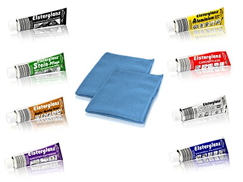 Helmecke & Hoffmann * 8er Pack Elsterglanz je 150 ml Polierpasten + 2 Microfasertücher je 30 x 30 cm von Helmecke & Hoffmann