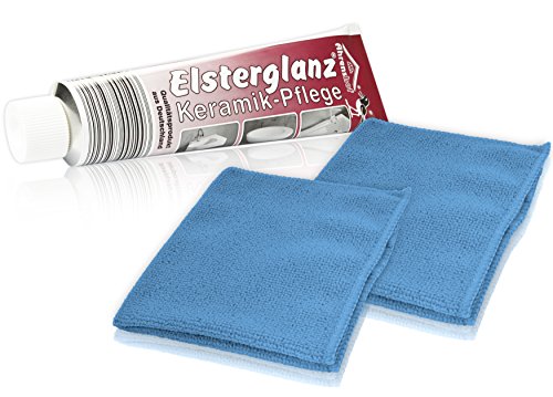 Helmecke & Hoffmann * Elsterglanz 150 ml Keramik-Pflege Polierpaste + 2 Microfasertücher 30 x 30 cm von Helmecke & Hoffmann