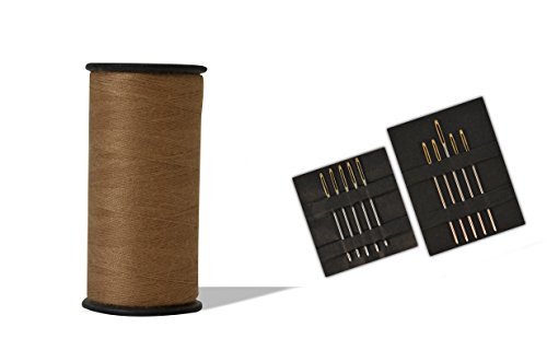 Helmecke & Hoffmann * Nähgarn 200 m | 90 Verschiedene Farbtöne wählbar + zehn Nähnadeln mit Goldöhr in Mehreren Größen | Polyestergarn, Stärke Ne 40/2, Allesnäher (Haselnuss [1409-37]) von Helmecke & Hoffmann