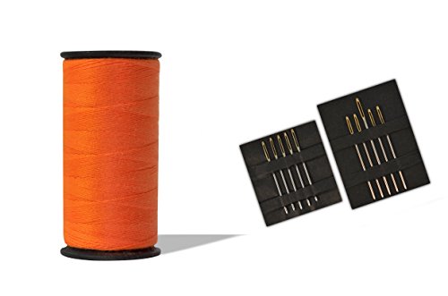 Helmecke & Hoffmann * Nähgarn 200 m | 90 Verschiedene Farbtöne wählbar + zehn Nähnadeln mit Goldöhr in Mehreren Größen | Polyestergarn, Stärke Ne 40/2, Allesnäher (Orange [1453-81]) von Helmecke & Hoffmann