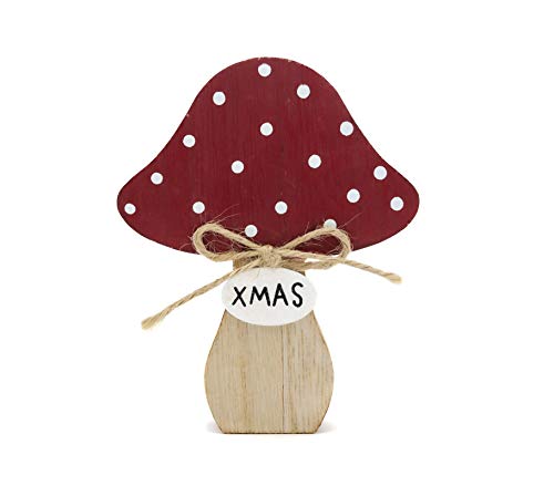 Helmecke & Hoffmann Holzpilz Deko Pilz, Deko-Pilz, Weihnachtsdeko-Pilz, Fliegenpilz in Holzoptik, von Helmecke & Hoffmann