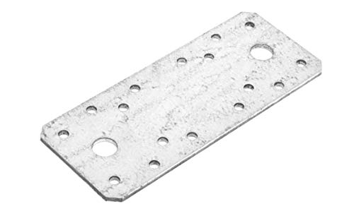 * Lochplatte verzinkt | 133 mm x 55 mm | Materialstärke: 2,5 mm | Baubeschlag Lochblech Flachverbinder Nagelplatte Holzverbinder (2) von Helmecke & Hoffmann