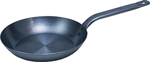 Helmensdorfer Lyonaiser Eisenpfanne Durchmesser 24 cm Bratpfanne gebläut mit flachem Stahlrohrstiel von Helmensdorfer