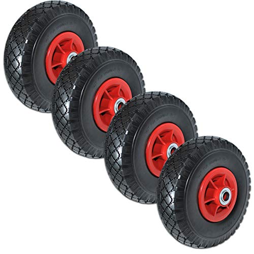 HELO Sackkarrenrad Ersatzrad 3.00-4 PU Vollgummi Reifen Gummirad pannensicher B-70 mm 1 Stück/2 Stück/4 Stück (4 Stück) von Helo
