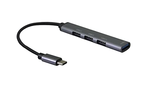 HUB, 4in1 USB-C 3.2 St./3x USB-A 2.0 Bu. + 1x USB-A 3.0 Bu., spacegrau von Helos