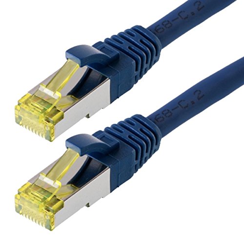 Helos Patchkabel S / FTP (PIMF) CAT 6a - Verbindungskabel, Blau, 3 m von Helos