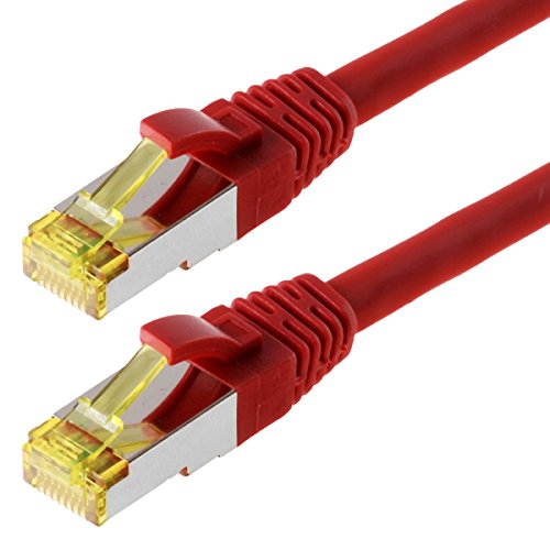 Helos Patchkabel S / FTP (PIMF) CAT 6a - Verbindungskabel, Rot, 0,25 m von Helos
