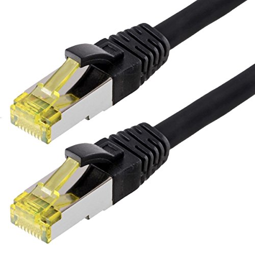 Helos Patchkabel S / FTP (PIMF) CAT 6a - Verbindungskabel, Schwarz, 20 m von Helos