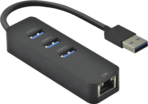 helos HUB, USB-A 3.2 St. /3X USB-A 3.2+RJ45 Gigabit Ethernet, schwarz von Helos
