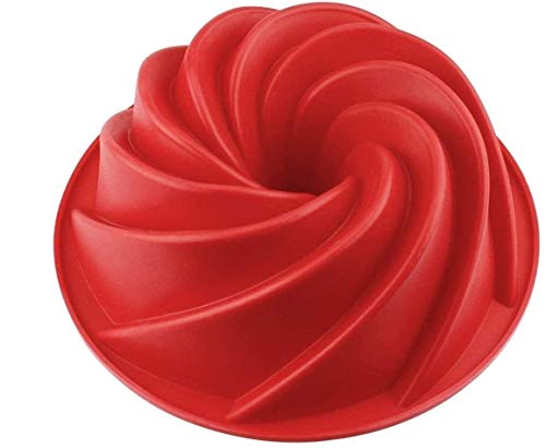 HelpCuisine® Premium Qualität Silikon Kuchenform Backform Kuchenbackform Flexibel Gugelhupf Form in Rot (Spiralkuchenform) von HelpCuisine