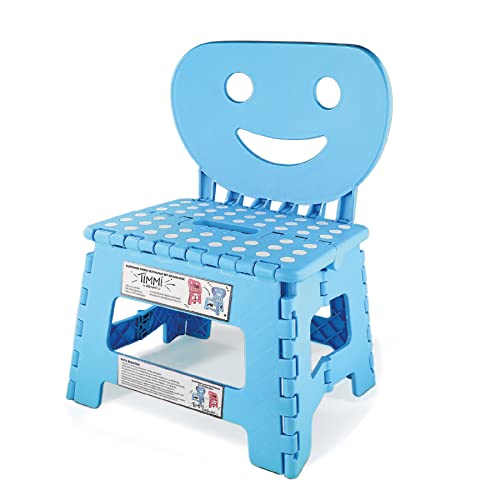 Helperfect 2in1 Klappbarer Kinderstuhl klein mit Rückenlehne & Tritthocker - Stabiler Tritt, sicherer Sitz, kinderleichte Handhabung (Blau) von Helperfect