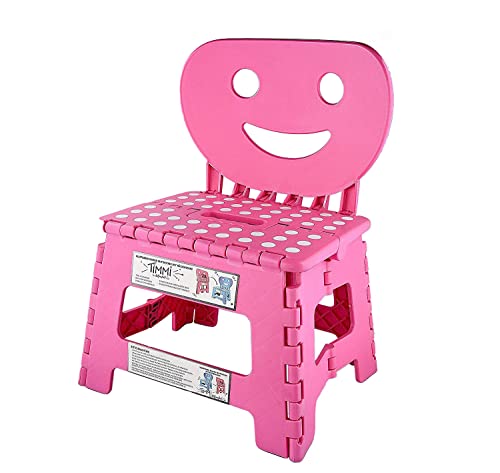 Helperfect 2in1 Klappbarer Kinderstuhl klein mit Rückenlehne & Tritthocker - Stabiler Tritt, sicherer Sitz, kinderleichte Handhabung (Rosa/Pink) von Helperfect