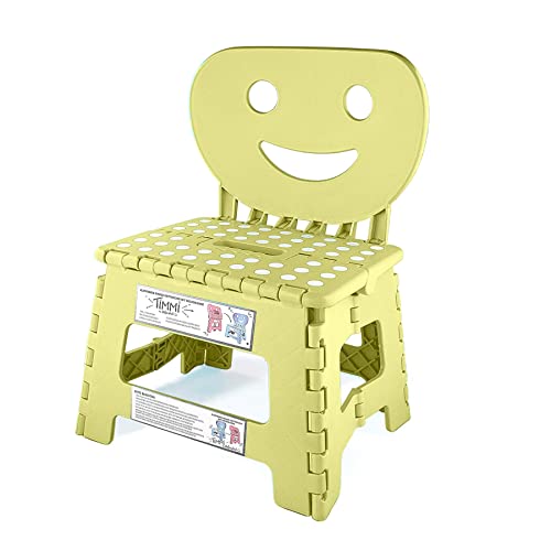 Helperfect 2in1 Klappbarer Kinderstuhl & Tritthocker mit Rückenlehne - Stabiler Tritt, Sicherer Sitz, Kinderleichte Handhabung - Perfekt auch für Küche oder Bad (Gelb) von Helperfect