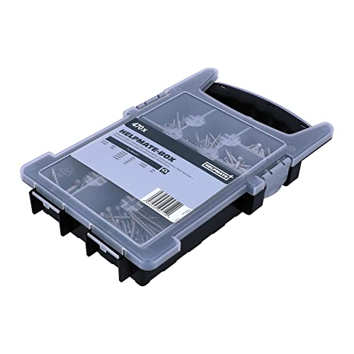 HELPMATE Edelstahlschrauben Set PZ - 470 Universalsschrauben A2 für Außen, hochwertige Sortimentsbox - korrosionsbeständig durch Zink-Aluminium Beschichtung - Fräsgewinde, Fräsrippen & Schneidekerbe von HELPMATE