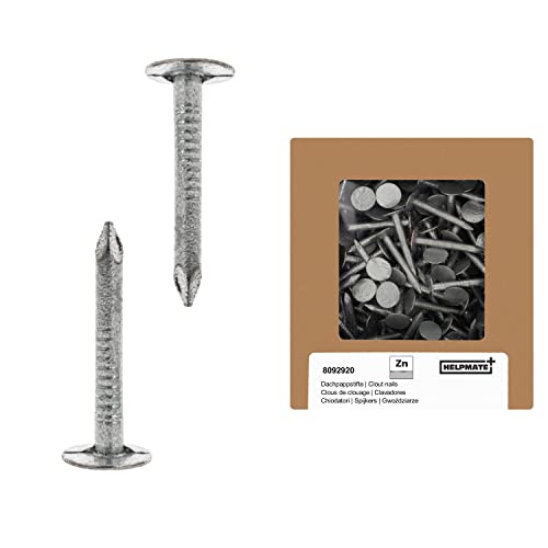 HELPMATE – Dachpappennägel 2,5x25 mm mechanisch verzinkt – 400g Dachpappstifte Typ B – Dachpappnägel DIN 1160 B – Dachnägel ideal für Dachpappe, Kunststoffplanen & Schiefernplatten (8092918) von HELPMATE