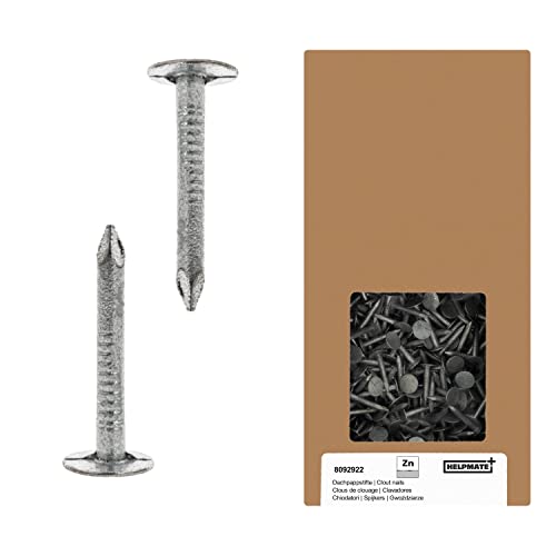 HELPMATE – Dachpappennägel 2,0x16 mm mechanisch verzinkt – 1kg Dachpappstifte Typ B – Dachpappnägel DIN 1160 B – Dachnägel ideal für Dachpappe, Kunststoffplanen & Schiefernplatten von HELPMATE