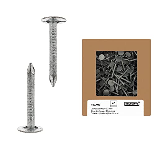 HELPMATE – Dachpappennägel 2,0x20 mm mechanisch verzinkt – 400g Dachpappstifte Typ B – Dachpappnägel DIN 1160 B – Dachnägel ideal für Dachpappe, Kunststoffplanen & Schiefernplatten von HELPMATE