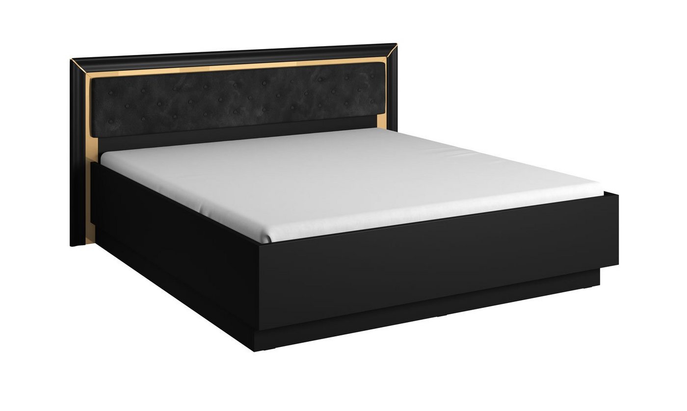 Helvetia Bettgestell Ahlen (Ahlen, 1-tlg., Bett), 180x200cm schwarz Gold Spiegelfolie von Helvetia