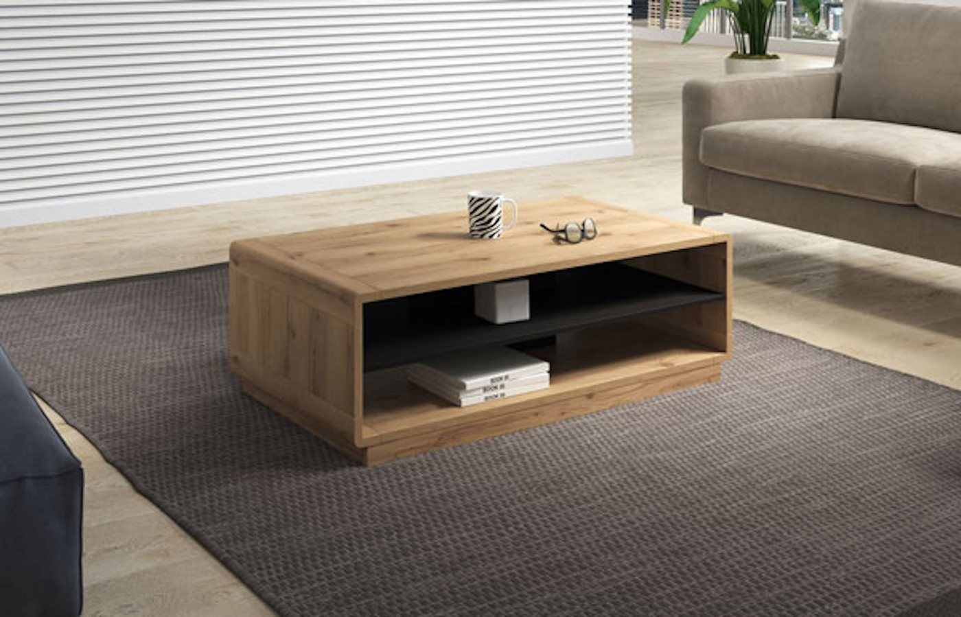 Helvetia Couchtisch Aston (1-St), 120x60cm Taurus Eiche schwarz von Helvetia