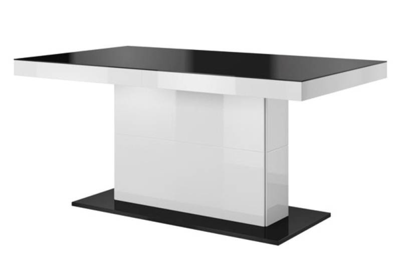 Helvetia Esstisch QUARTZ (Quartz, 1-St., 1-teilig), 165-255cm weiß Hochglanz - schwarz glas mit ausziehbaren Tischplatten von Helvetia