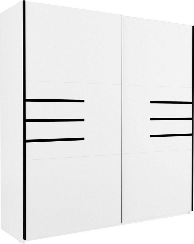 Helvetia Kleiderschrank Violla (Violla, 1-St., Schwebetürenschrank) 200x60,5x210cm weiß schwarz 2-türig von Helvetia