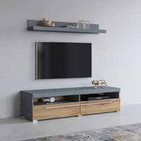 Helvetia Lowboard "Roger,Breite 140 cm, stilvolle TV-Kommode, inclusive Wandboard", TV-Schrank mit viel Stauraum, TV-Board, 2 Klappen von Helvetia