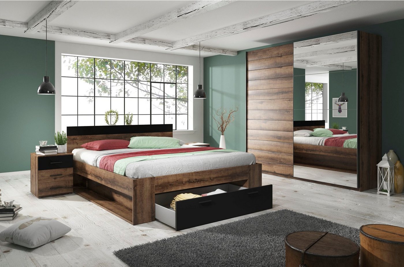 Helvetia Schlafzimmer-Set Beta, (4-St), wahlweise in 3 Farben und 2 Bettgrößen von Helvetia