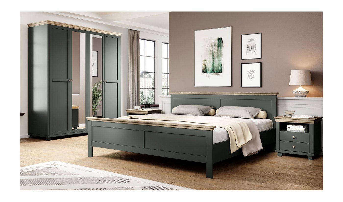 Helvetia Schlafzimmer-Set Evora, (Set, 1 Kleiderschrank - 2 Nachttische - 1 Bett) von Helvetia