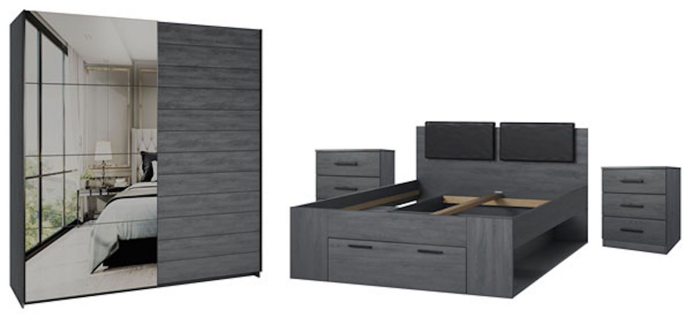 Helvetia Schlafzimmer-Set Granada, (Granada, Schlafzimmer-Set), 4-teilig Carbon Eiche von Helvetia