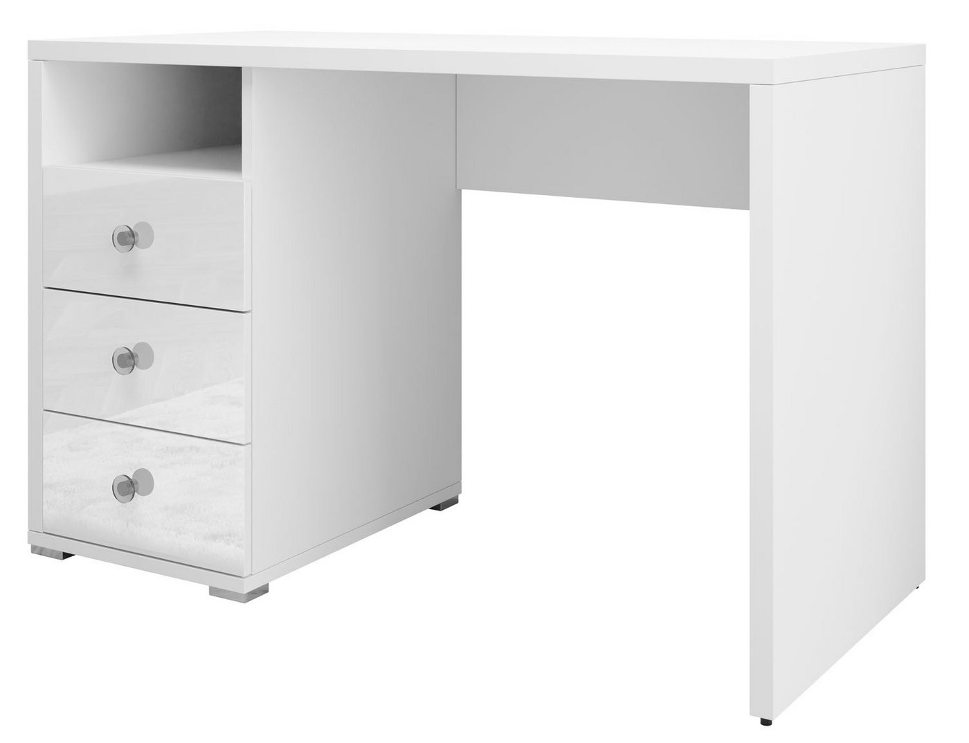 Helvetia Schreibtisch Ise (Ise, 1-St), 120x50x76cm weiß Hochglanz mit Schubladen von Helvetia