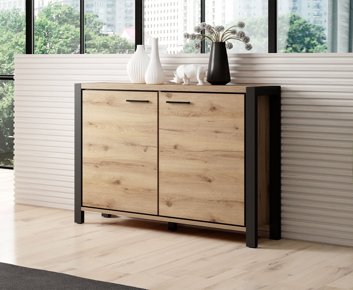 Helvetia Sideboard Aktiv (1 St), 112,5x41x91cm taurus / schwarz matt von Helvetia