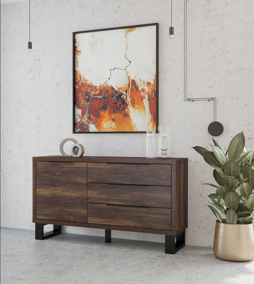 Helvetia Sideboard Halle (1 St), 144cm Wallace Eiche schwarz von Helvetia