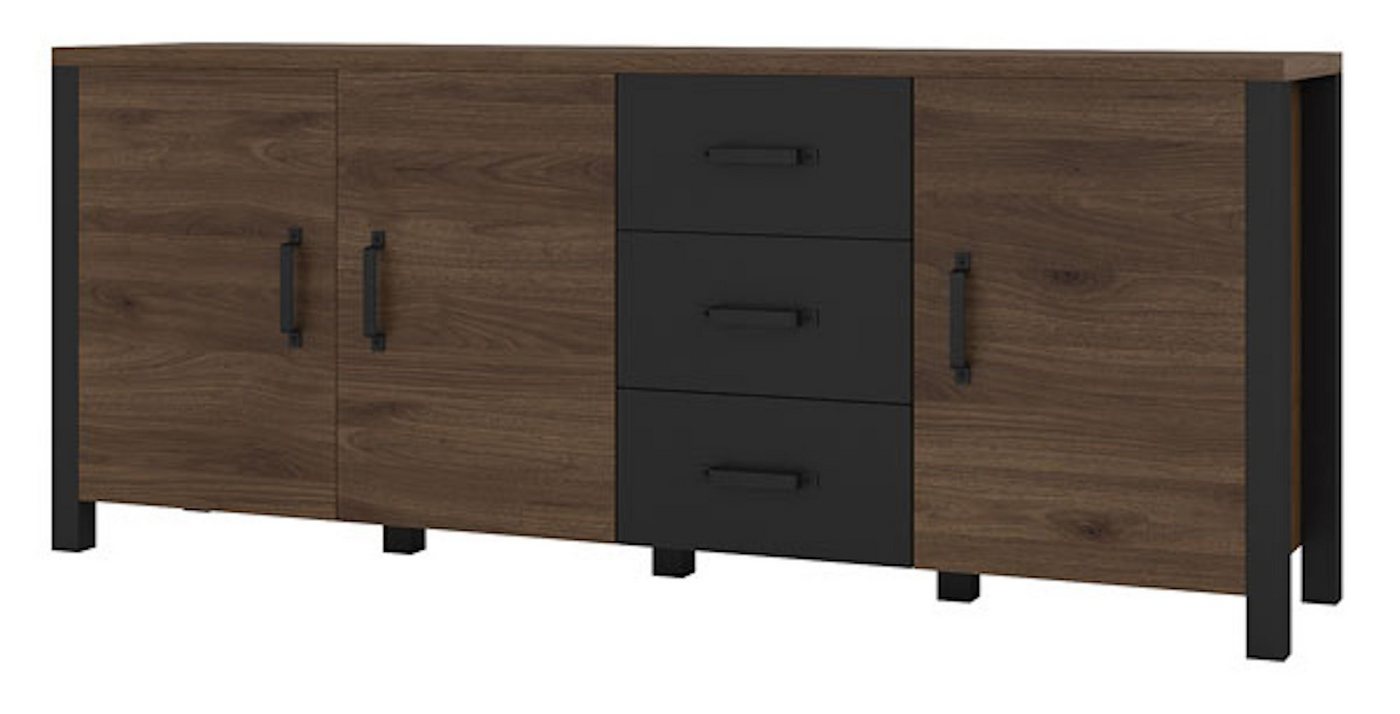 Helvetia Sideboard Olin (1 St., 1-teilig), 192x43x79cm okapinussbaumfarben / schwarz supermatt von Helvetia