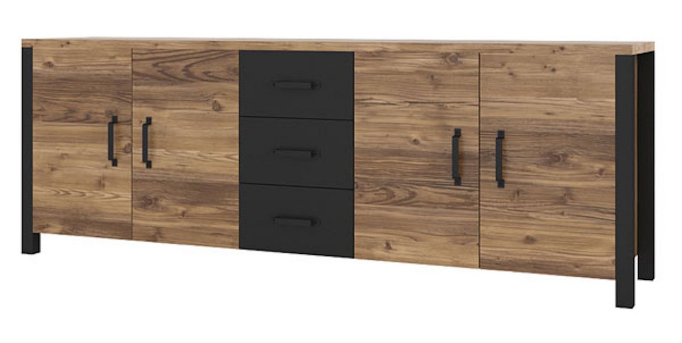 Helvetia Sideboard Osuna, 220x48x79cm appenzeller fichte / schwarz matt von Helvetia