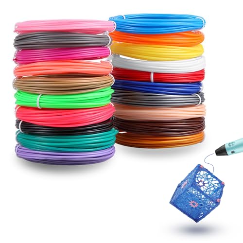 3D Printer Filament, 3D Pen Filament, 3D Drucker Stift Filament, PLA 3D-Stift-Filament, 3D-Drucker Filament Nachfüllpackung, 20 Zufällige Farben (Nicht Wiederholt), 5 M Pro Farbe von Helweet