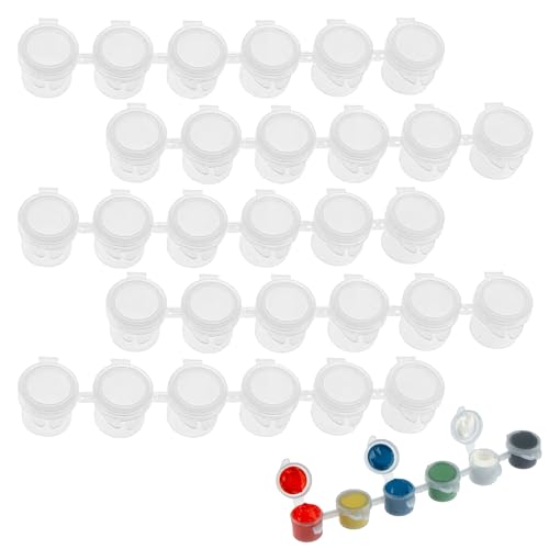 Farbtöpfchen, Leere Farbtöpfe, Leere Farbstreifen, Mini Farbtopf, Leere Farbbecher, Farbtöpfe Streifen, Leere Farbtopfstreifen, 5 ML 30 Stück Mini Leerer Farbtopf Mit Deckel, Für Klassenzimmer von Helweet
