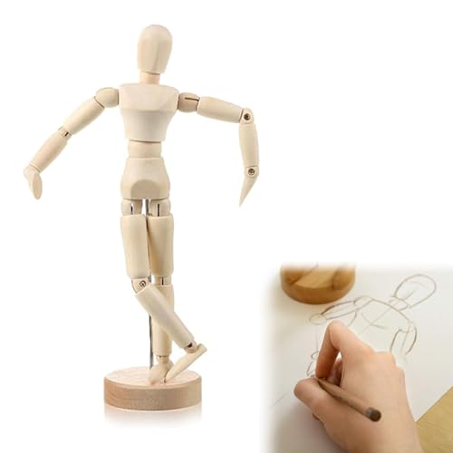 Gliederpuppe, Modellpuppe, Holzpuppe, Zeichenpuppe, Mannequin aus Holz, Schaufensterpuppe aus Holz, Verstellbare Glieder Puppe, für Anfänger, Profis und Künstler Gliederpuppe, Modellpuppe, Holzpuppe, Zeichenpuppe, Mannequin aus Holz, Schaufensterpuppe aus Holz, Verstellbare Glieder Puppe, für Anfänger, Profis und Künstler von Helweet