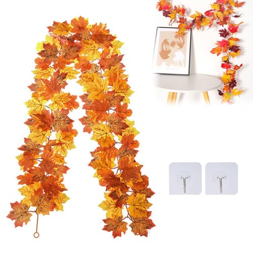 Herbstgirlande, Künstliche Ahornblatt Girlande, Herbst Girlande Ahornblätter, Herbstdekorationen, Für Hochzeit, Erntedankfest, Abendessen, Kamin, Hintergrund Und Garten, Mit Selbstklebendem Haken Herbstgirlande, Künstliche Ahornblatt Girlande, Herbst Girlande Ahornblätter, Herbstdekorationen, Für Hochzeit, Erntedankfest, Abendessen, Kamin, Hintergrund Und Garten, Mit Selbstklebendem Haken von Helweet
