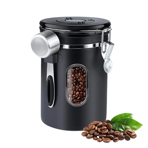 Kaffeedose, Kaffeebohnenbehälter, Vakuum Kaffee Dose, 2,8 L Kaffeebohnen aus Edelstahl, mit Datumsanzeige, Portionierer, CO₂-Ventil, Transparentem Fenster, Geeignet Für Kaffeebohnen, Nüsse,etc Kaffeedose, Kaffeebohnenbehälter, Vakuum Kaffee Dose, 2,8 L Kaffeebohnen aus Edelstahl, mit Datumsanzeige, Portionierer, CO₂-Ventil, Transparentem Fenster, Geeignet Für Kaffeebohnen, Nüsse,etc von Helweet